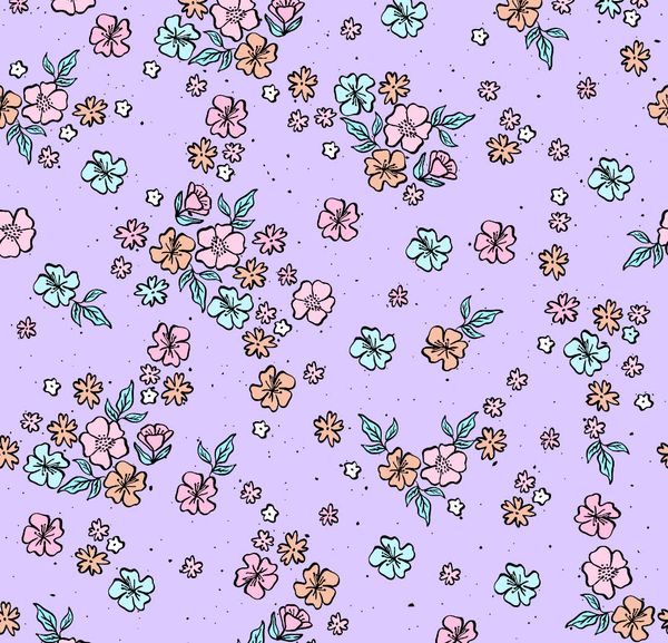 Hovedbilde blomster på lilla bakgrunn - Jersey - Metervare
