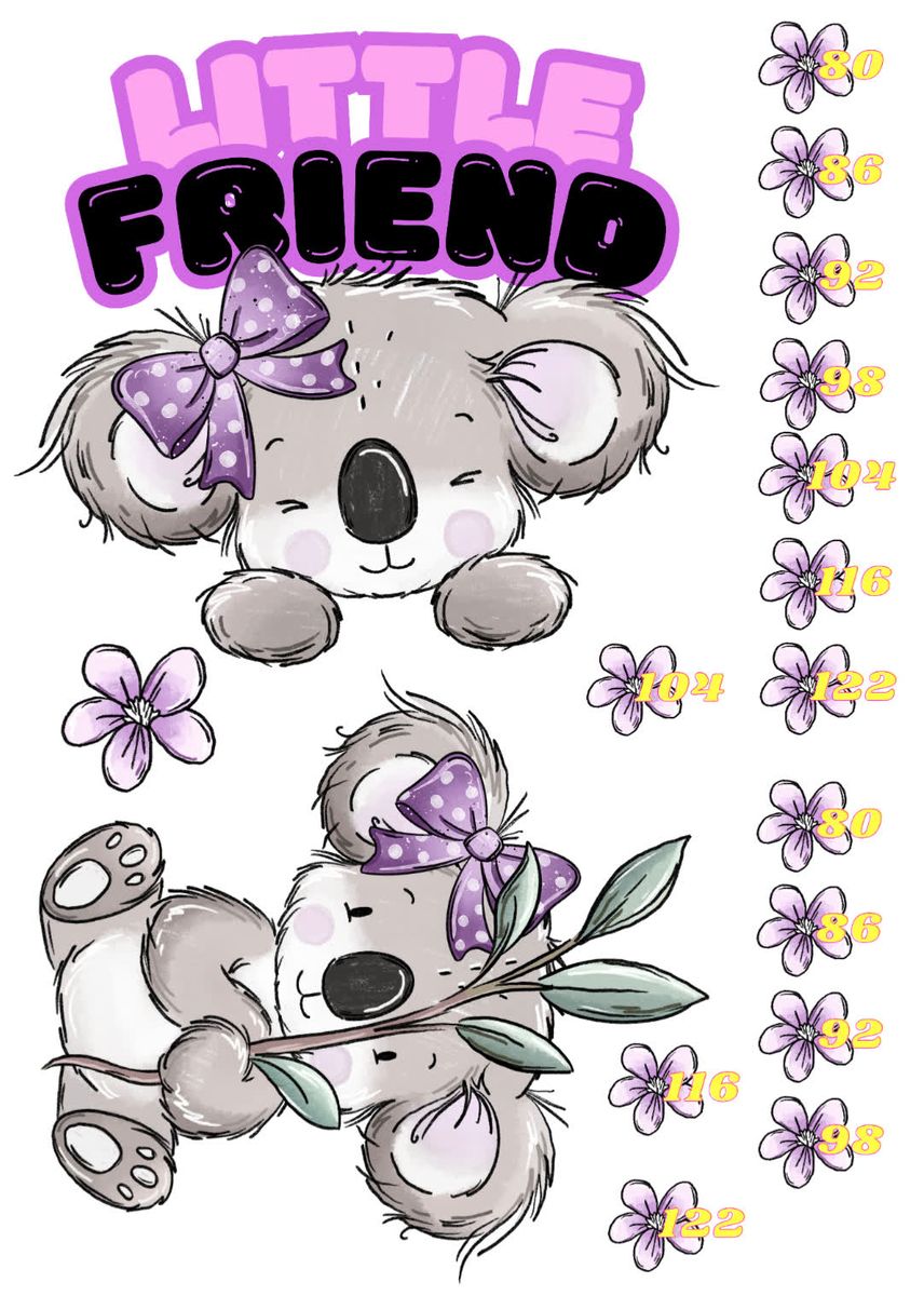 Koala Blossom A4 ark - DTF Strykemerke
