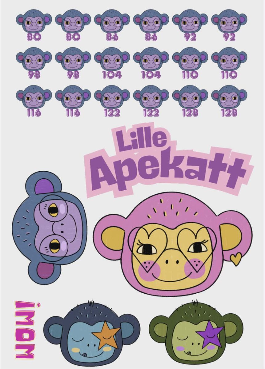 Gøye Apekatter A4 ark -DTF strykemerker