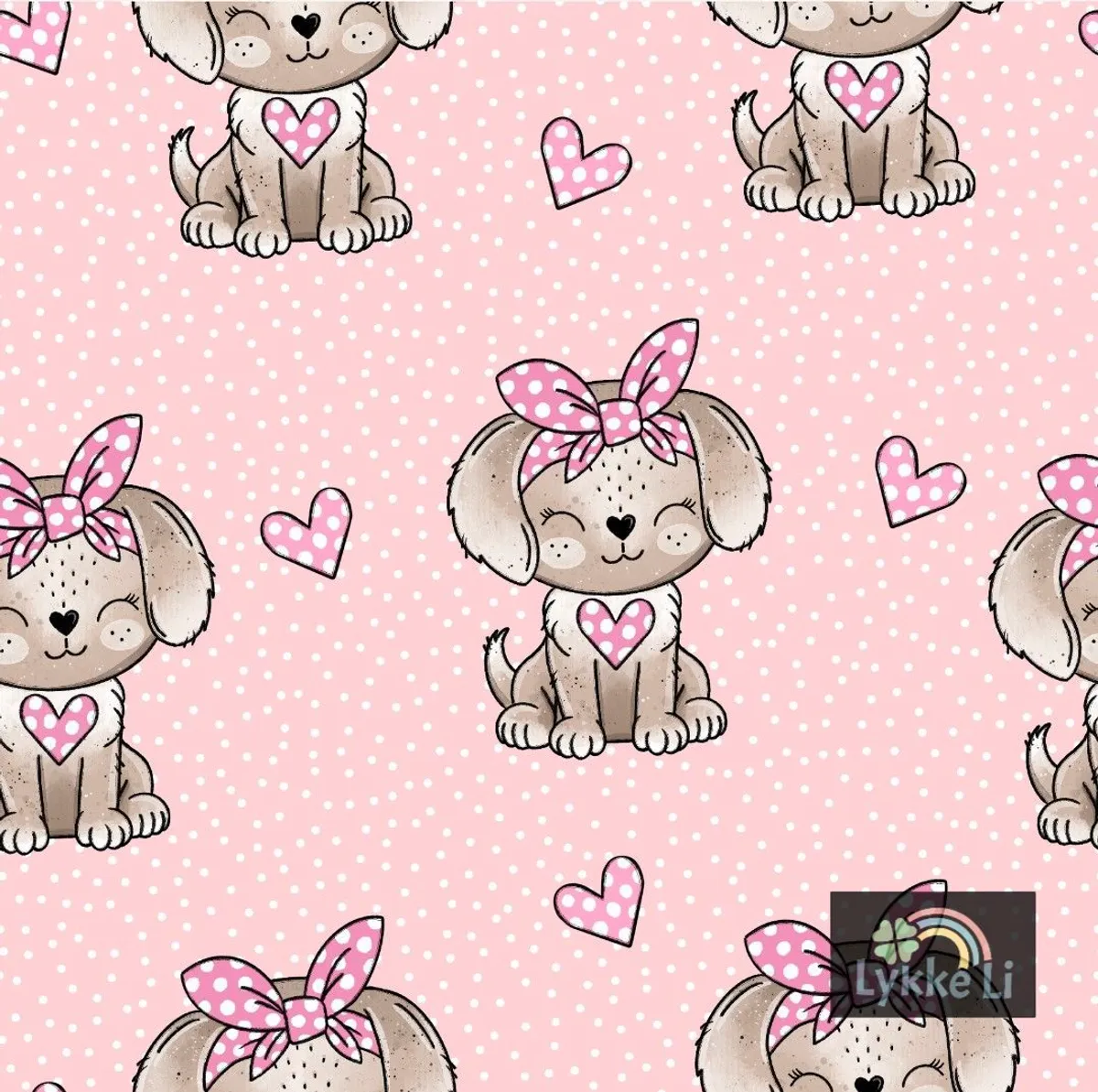 Hund med rosa sløyfe - Jersey - Metervare