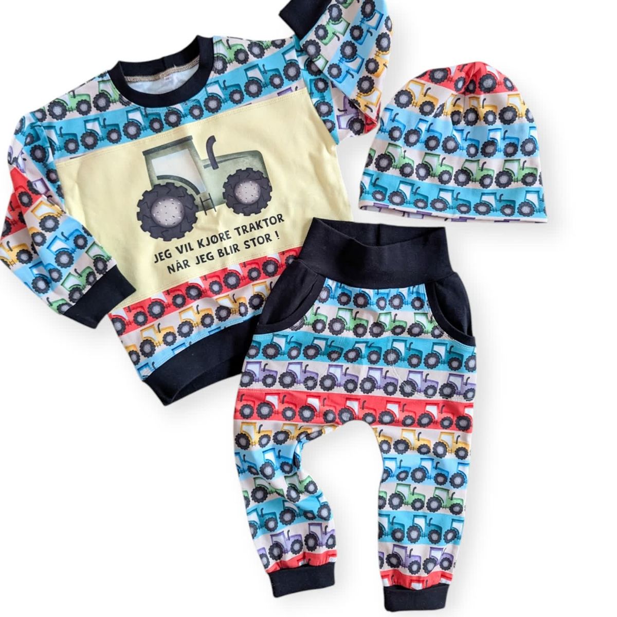 Genser og bukse str 98 - Jeg vil kjøre traktor når jeg blir stor
