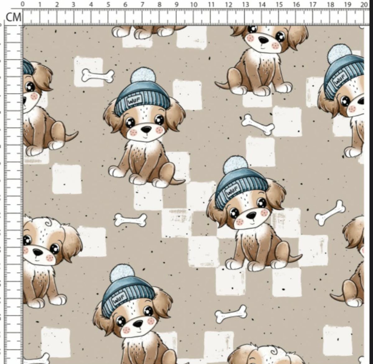 Søt hund med lue - Jersey - Metervare